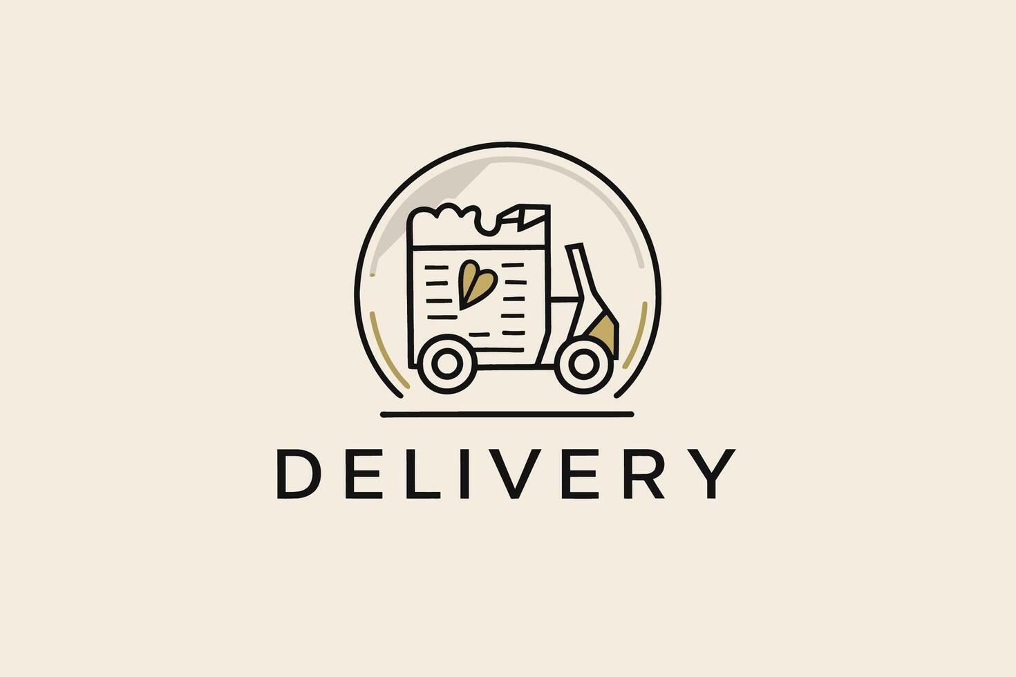 Delivery logo design. Simple line art illustration of a delivery truck conveying a trustworthy and reliable delivery service. vector