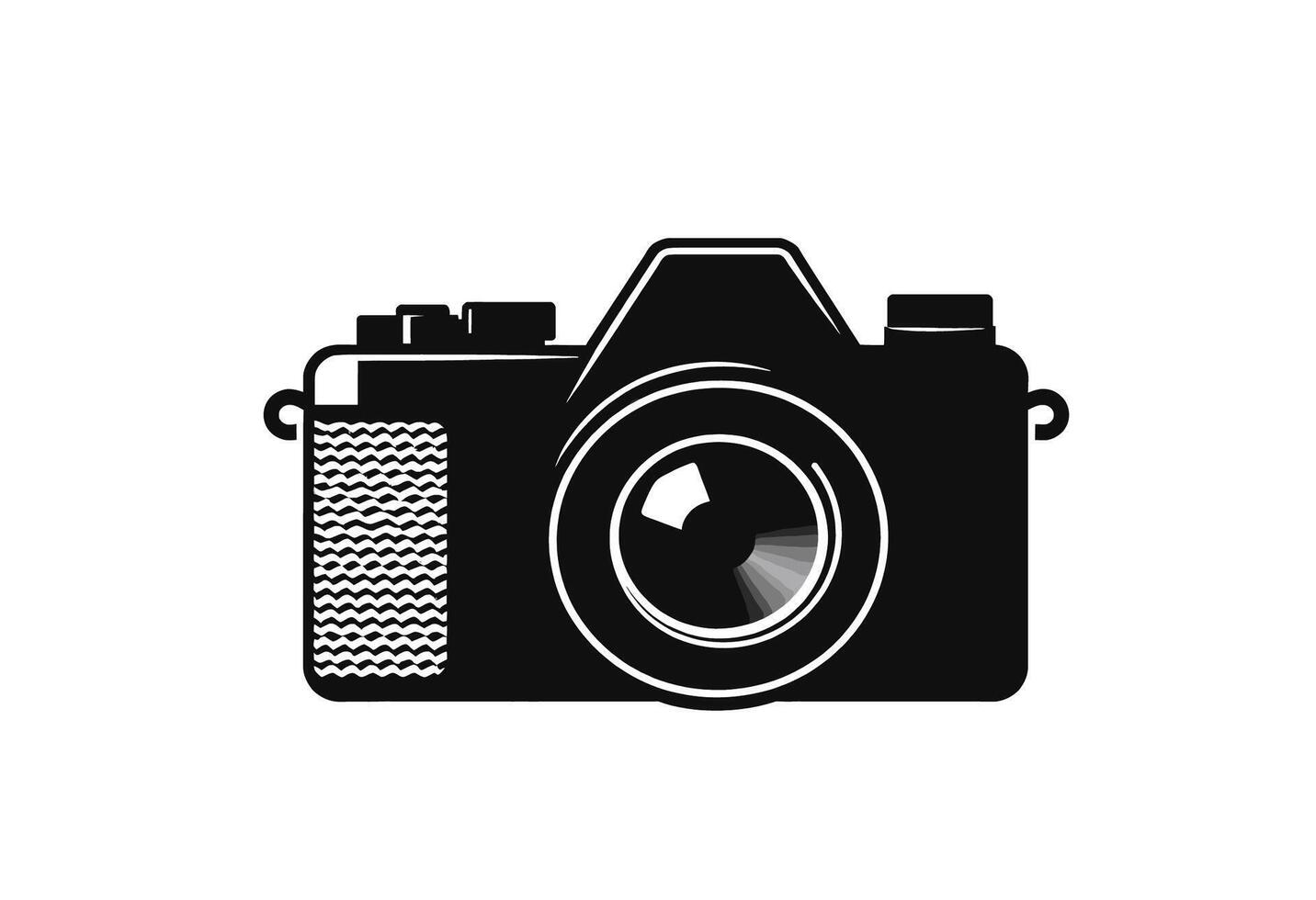 Classic Camera Silhouette Perfect for Photography Themed Designs. A simple impactful silhouette of a vintage camera vector