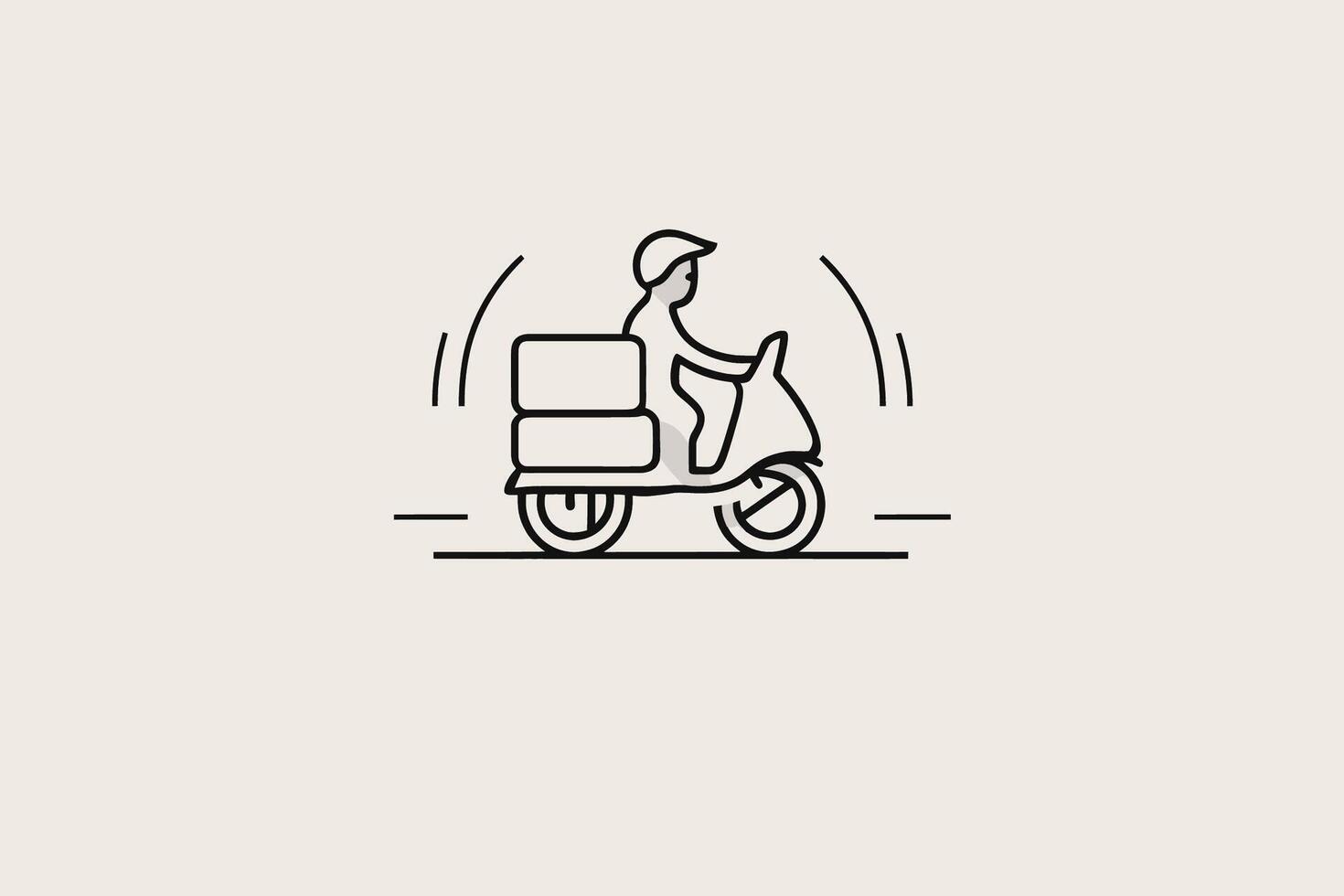 A man on a scooter with a box on the back vector