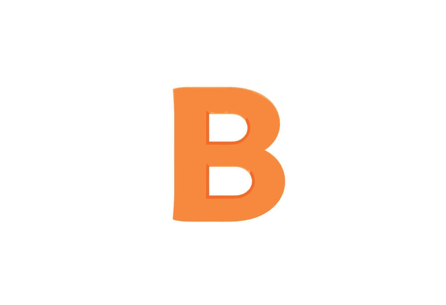 Bright Orange 3D Letter B Isolated on White Background. A vibrant 3D rendered orange capital letter B set against a plain white backdrop vector