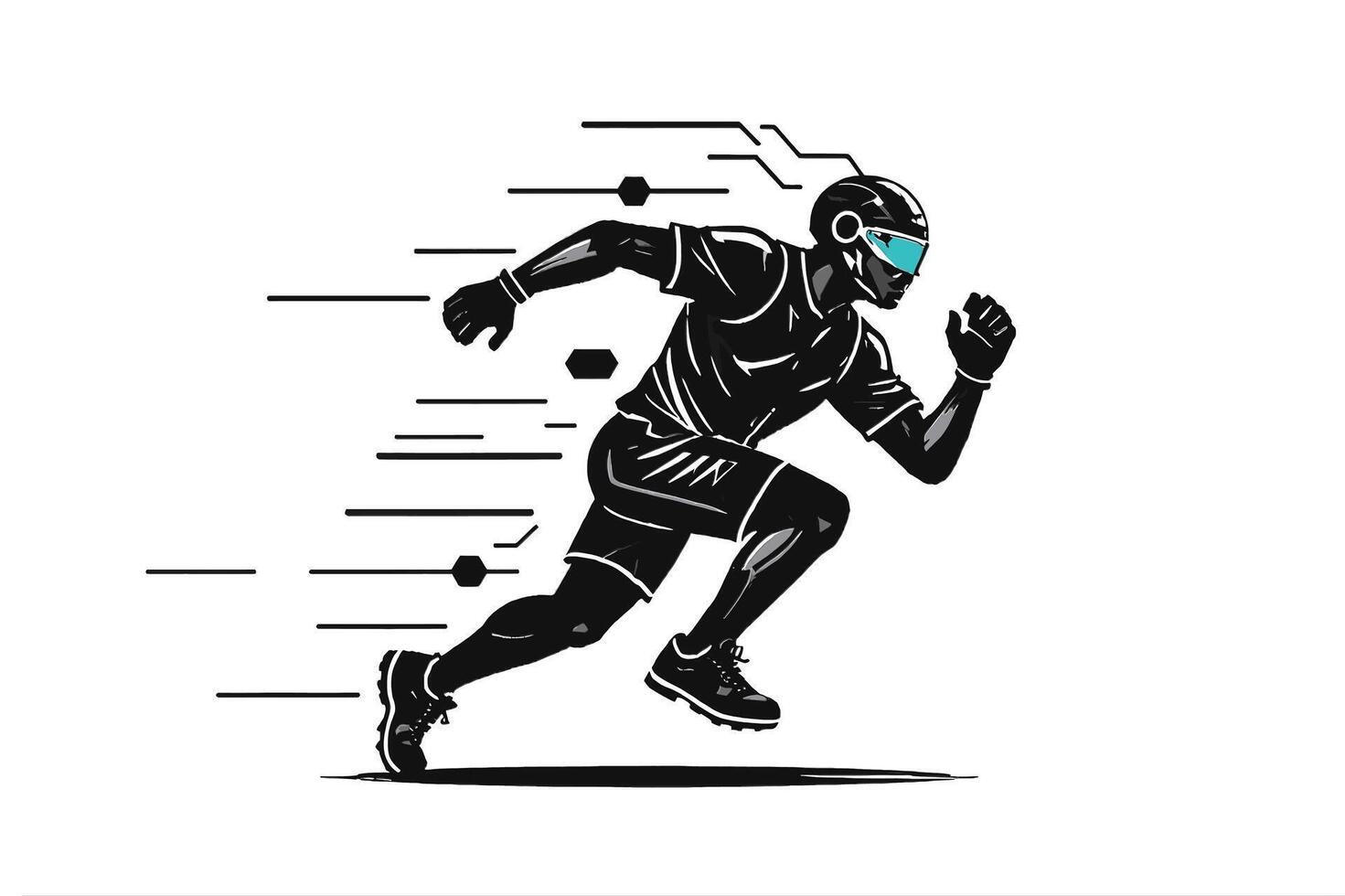 A man in a futuristic suit running vector