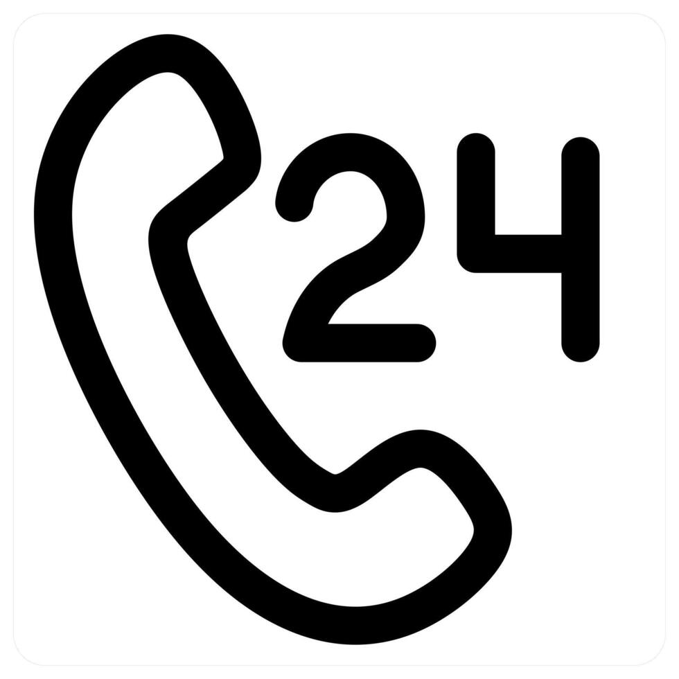 24x7 Call icon concept in black color vector