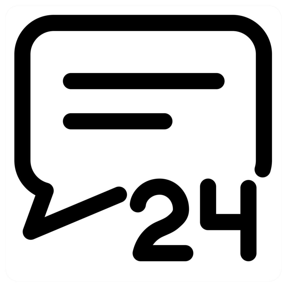 24x7 Message and message icon concept in black color vector