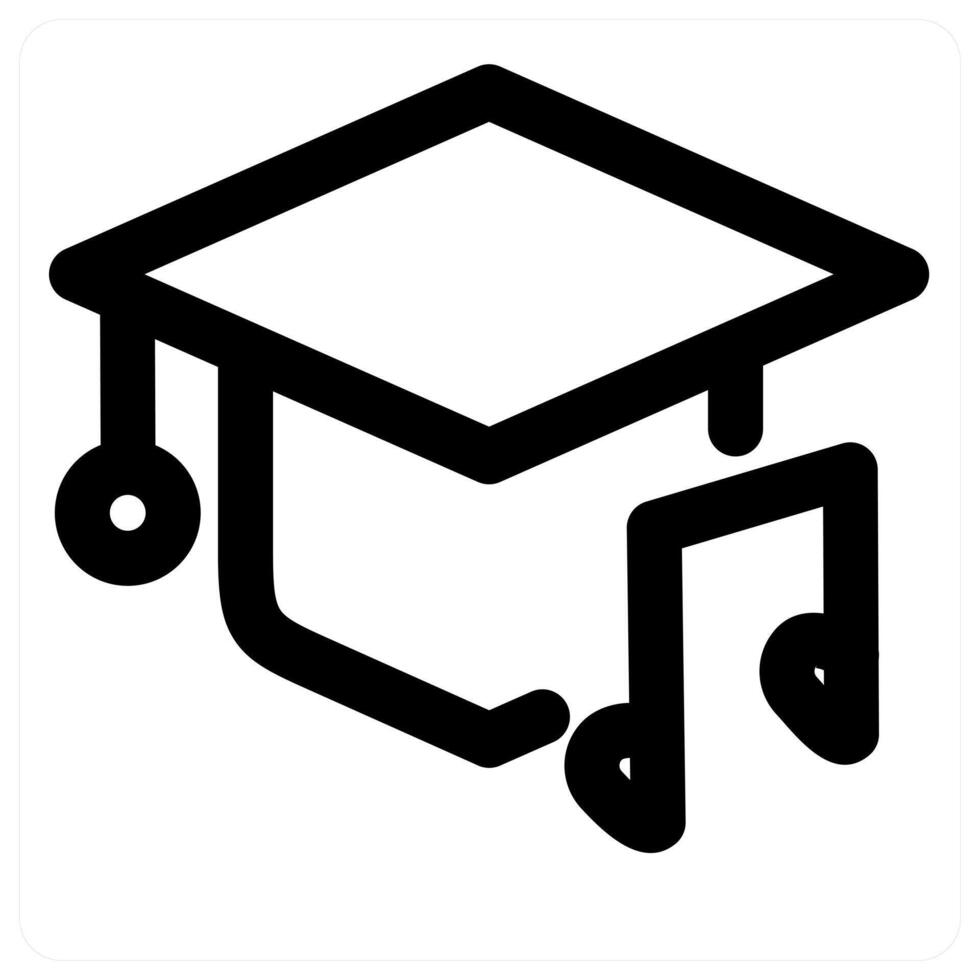 Music Graduation icon concept in black color vector