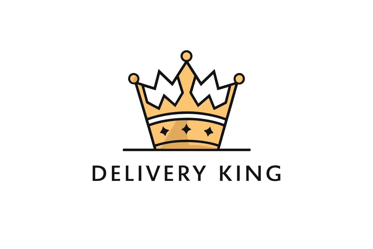 Stylish logo for a delivery service Delivery King. A simple elegant logo featuring a golden crown with a clean outline style vector