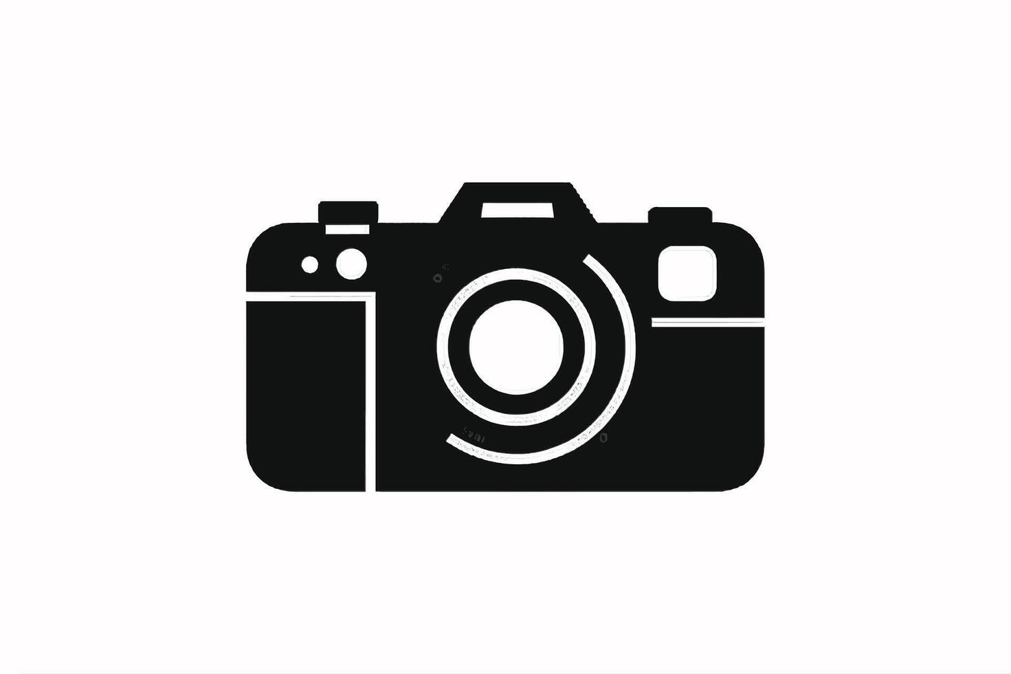 Simple Black and White Camera Icon. A clean minimalist black silhouette of a camera on a plain white background vector