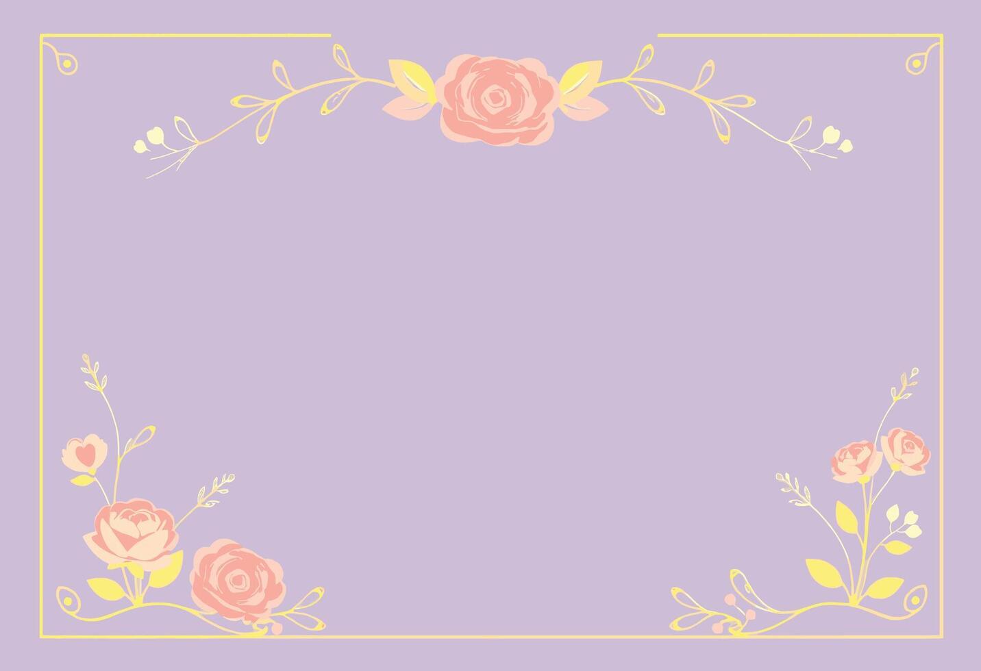 A floral frame with pink roses on a purple background vector