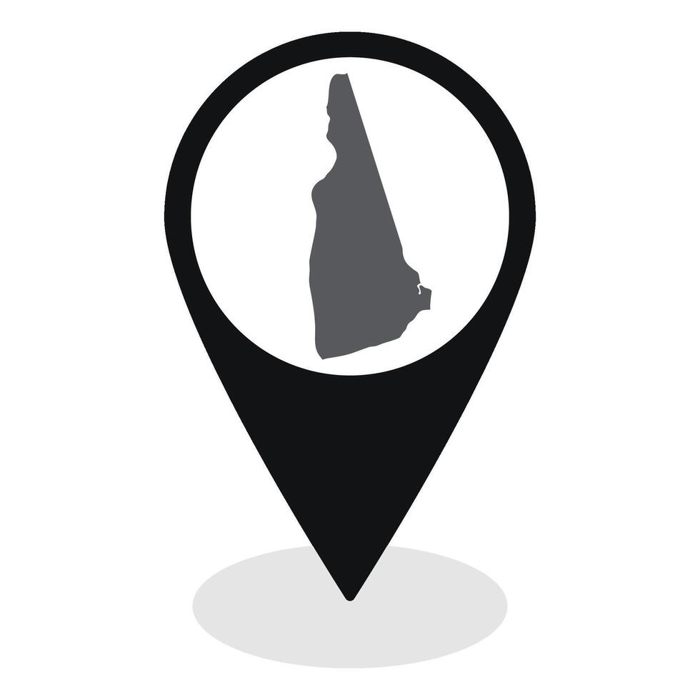New Hampshire state map. Map of New Hampshire state on map pinpoint in black color vector