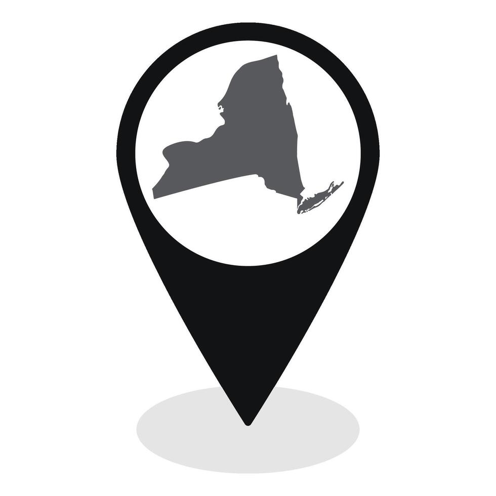 New York state map. Map of New York state on map pinpoint in black color vector