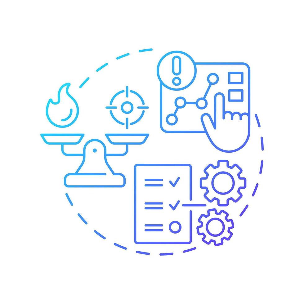 Risk assessment blue gradient concept icon. Identify potential impact of event. Danger management process. Round shape line illustration. Abstract idea. Graphic design. Easy to use in presentation vector