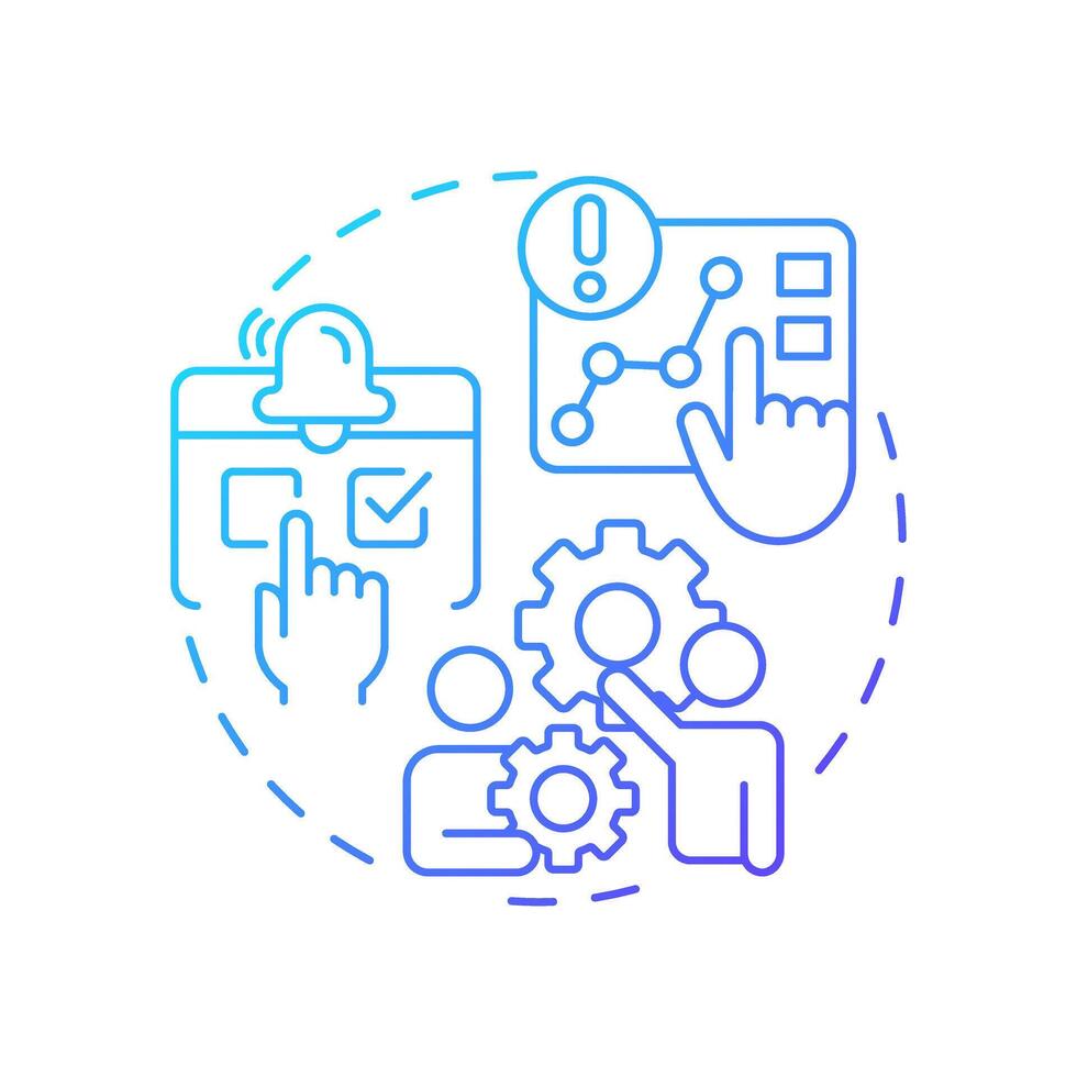 Risk monitoring and review blue gradient concept icon. Tracking changes. Danger management process. Round shape line illustration. Abstract idea. Graphic design. Easy to use in promotional material vector