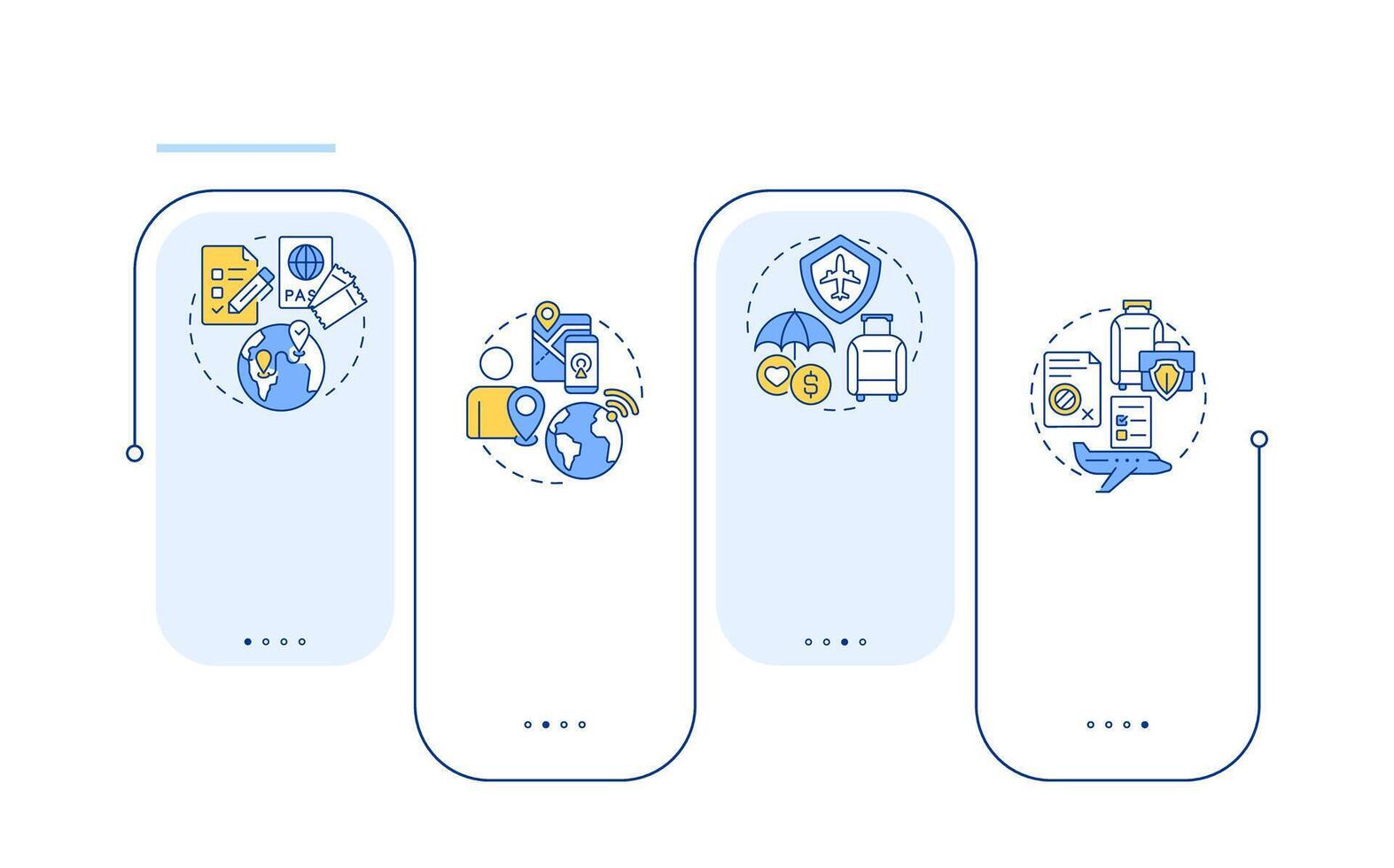Travel risk management solutions rectangle infographic . Security services for tourist. Data visualization with 4 steps. Editable rectangular options chart vector