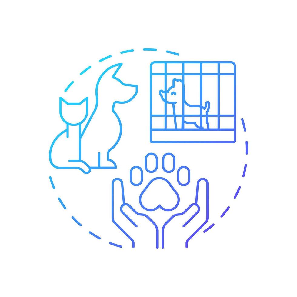 Animal shelters blue gradient concept icon. Safe spaces for pets during emergencies. Public safety. Round shape line illustration. Abstract idea. Graphic design. Easy to use in application vector