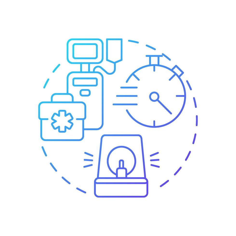 Immediate assistance blue gradient concept icon. Prompt response to patient needs. Quality of medical service. Round shape line illustration. Abstract idea. Graphic design. Easy to use in application vector