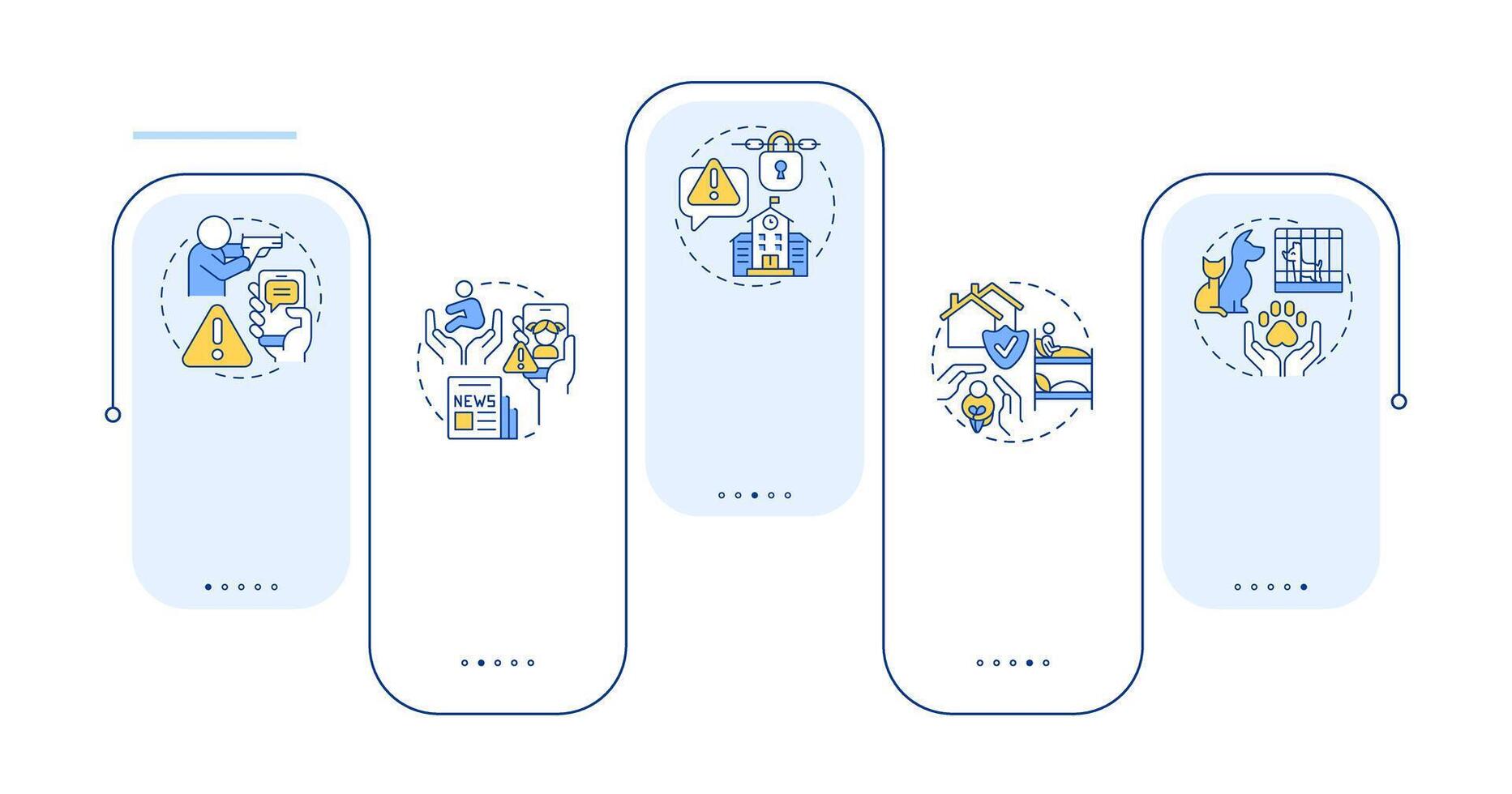 Public safety rectangle infographic . Emergency response services. Danger management. Data visualization with 5 steps. Editable rectangular options chart vector