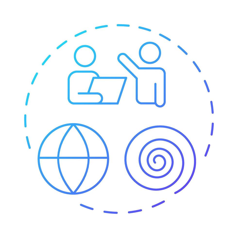 Spiral career blue gradient concept icon. Team work, cooperation. Workforce, employees. Round shape line illustration. Abstract idea. Graphic design. Easy to use in infographic, presentation vector