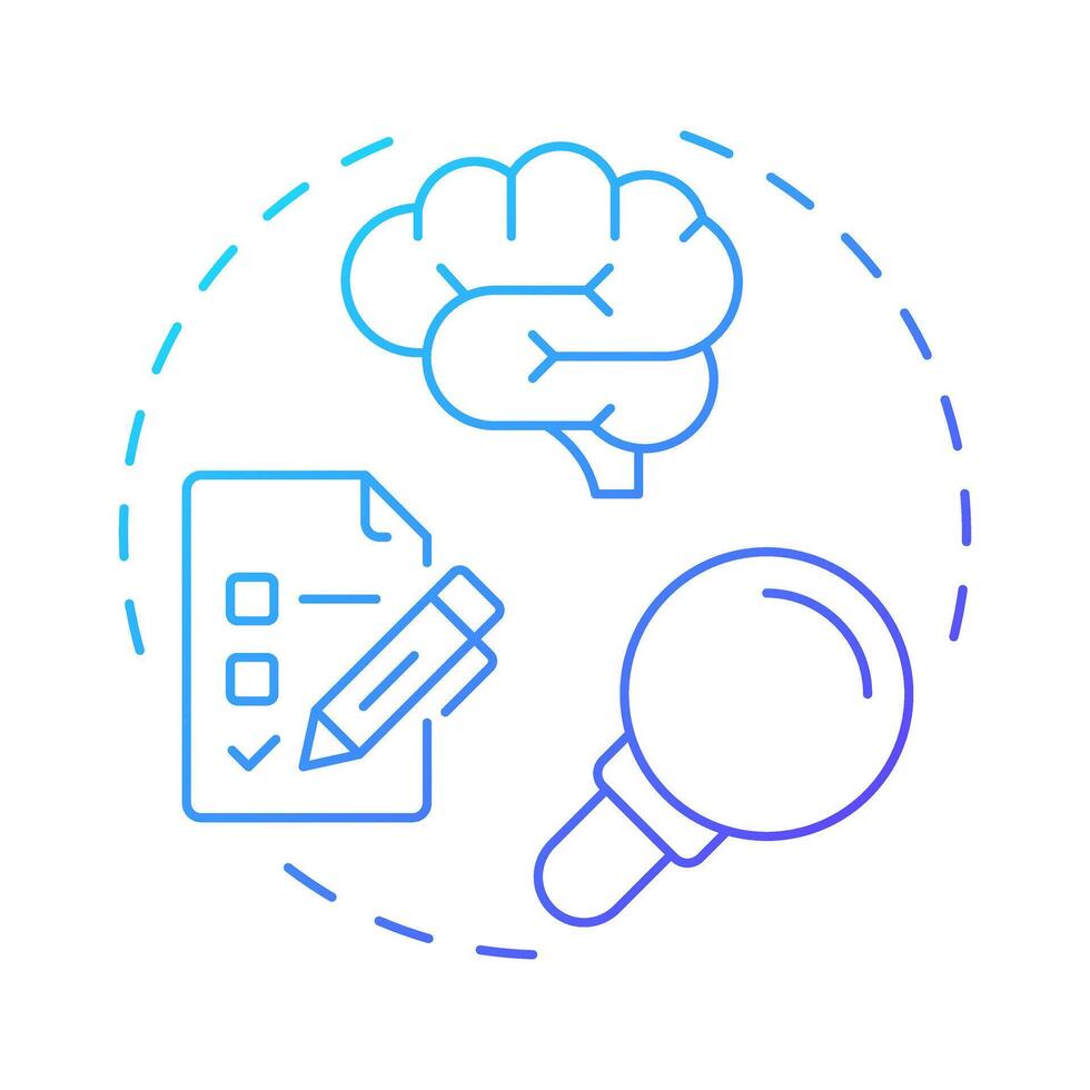 Self assessment blue gradient concept icon. Professional growth. Career development. Test, knowledge. Round shape line illustration. Abstract idea. Graphic design. Easy to use in infographic vector
