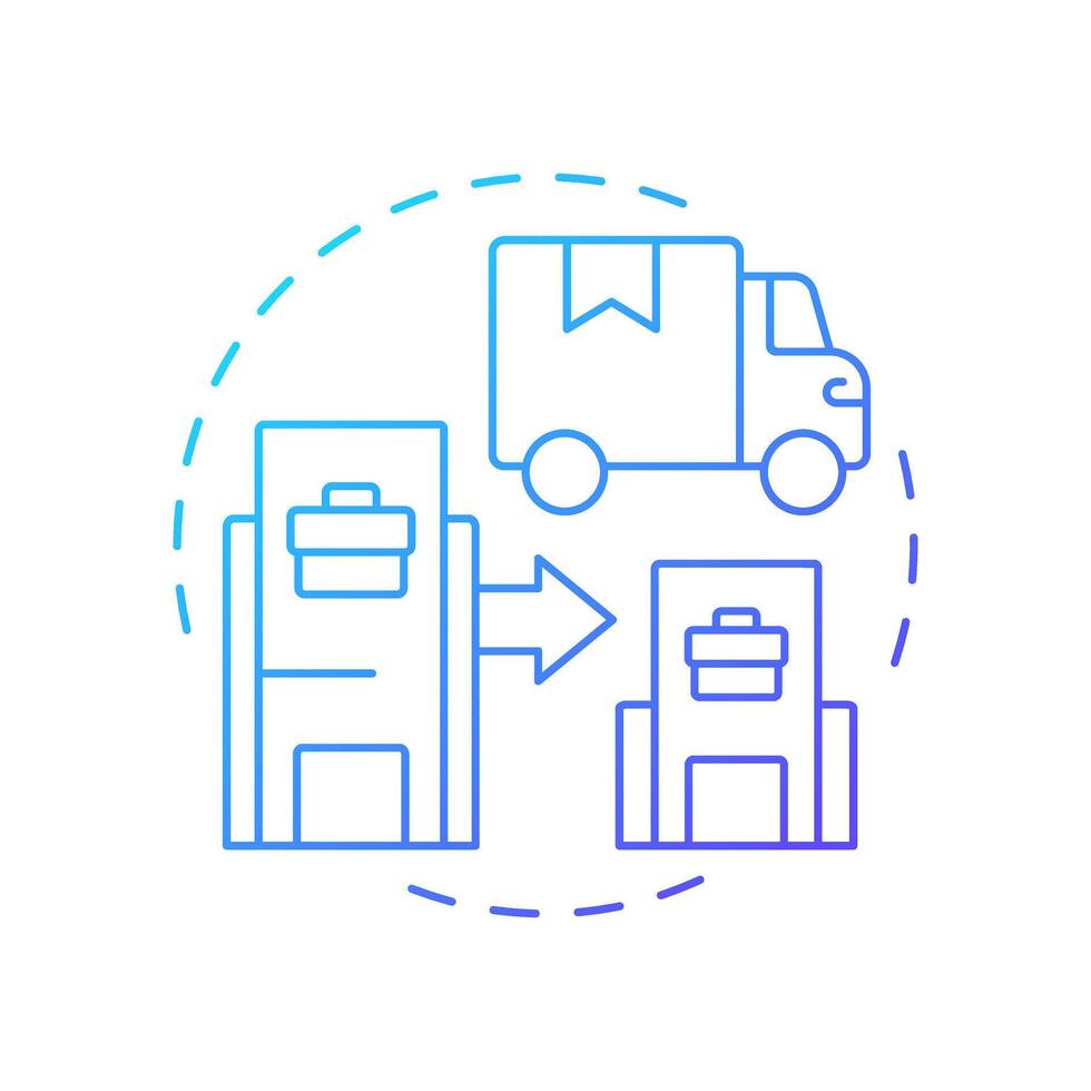 Downstream transactions blue gradient concept icon. Parent company to subsidiary. Type of intra group operations. Round shape line illustration. Abstract idea. Graphic design. Easy to use in booklet vector