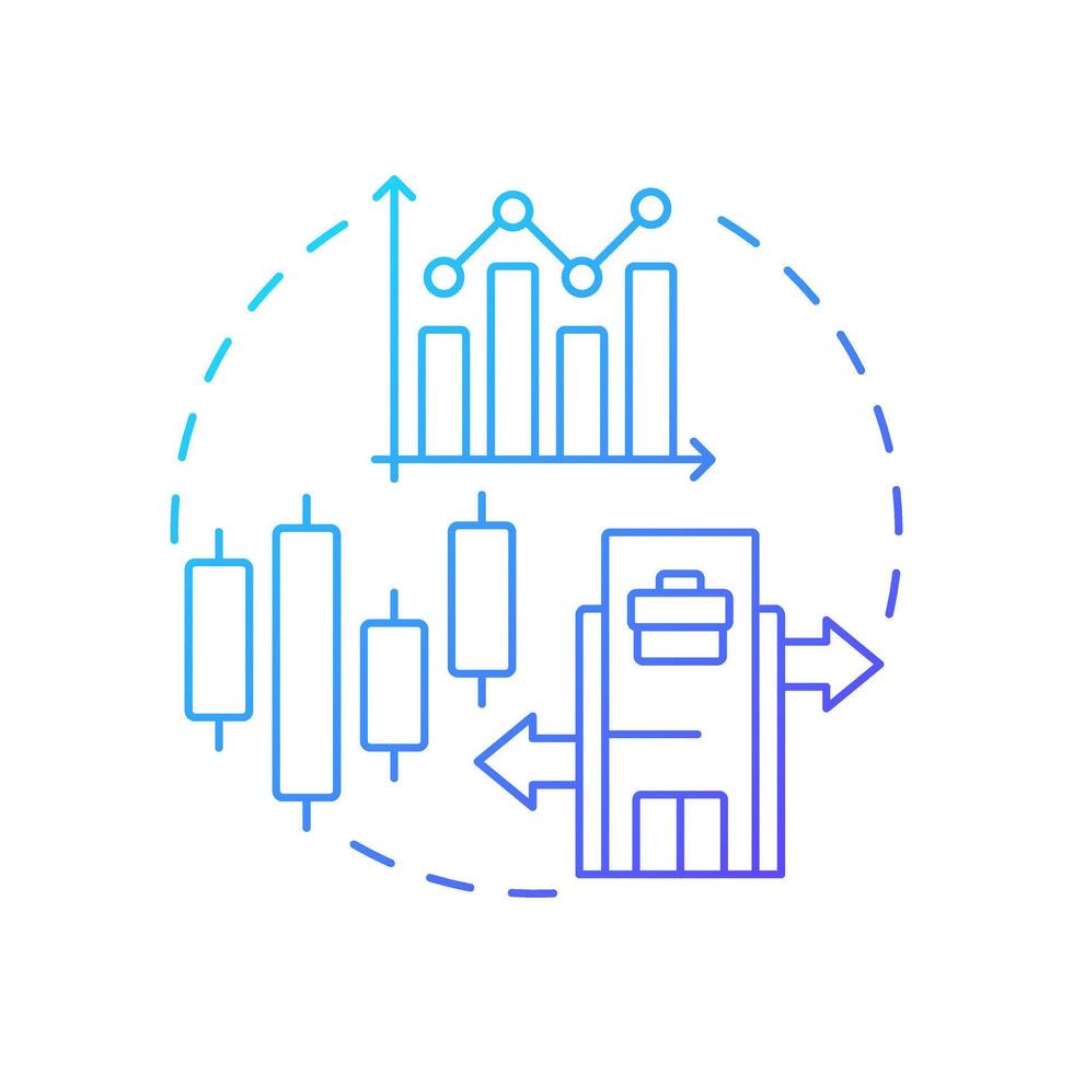 Stock transactions blue gradient concept icon. Transfer and issuance of equity. Intercompany operations. Round shape line illustration. Abstract idea. Graphic design. Easy to use in booklet vector
