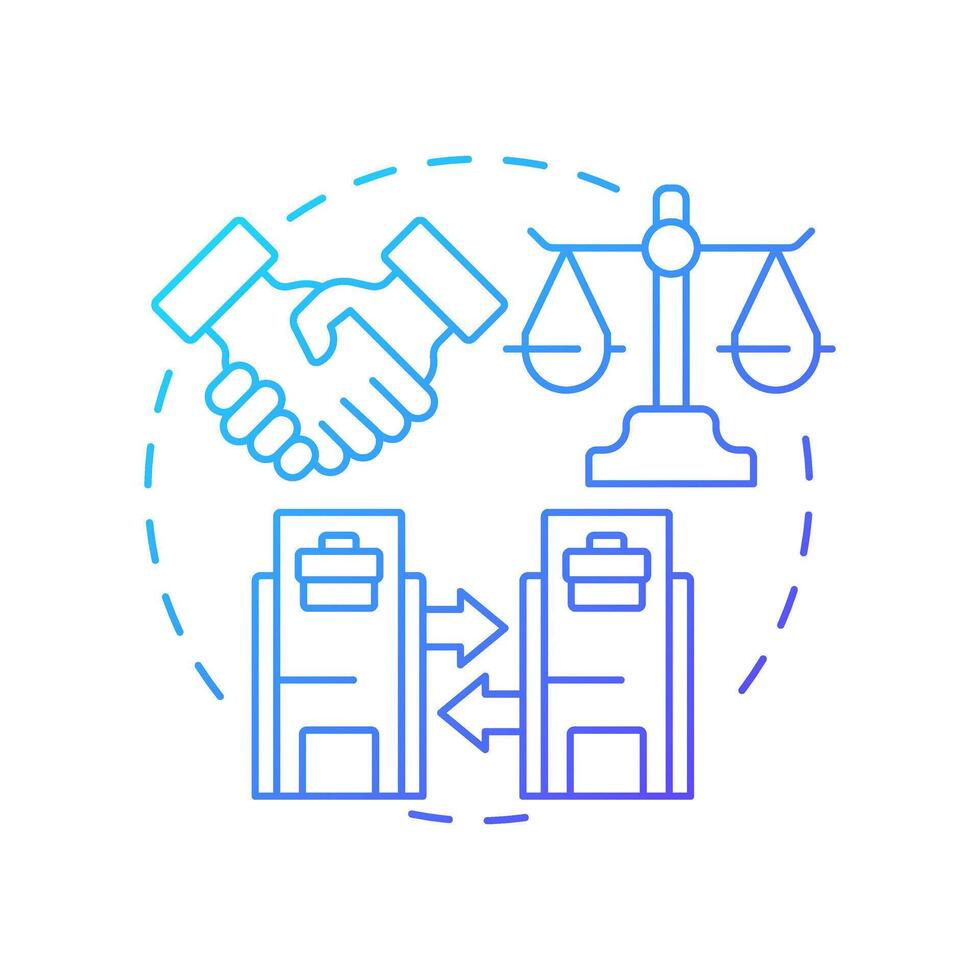 Intercompany agreements blue gradient concept icon. Legal regulatory standards. Intra group transactions process. Round shape line illustration. Abstract idea. Graphic design. Easy to use in booklet vector
