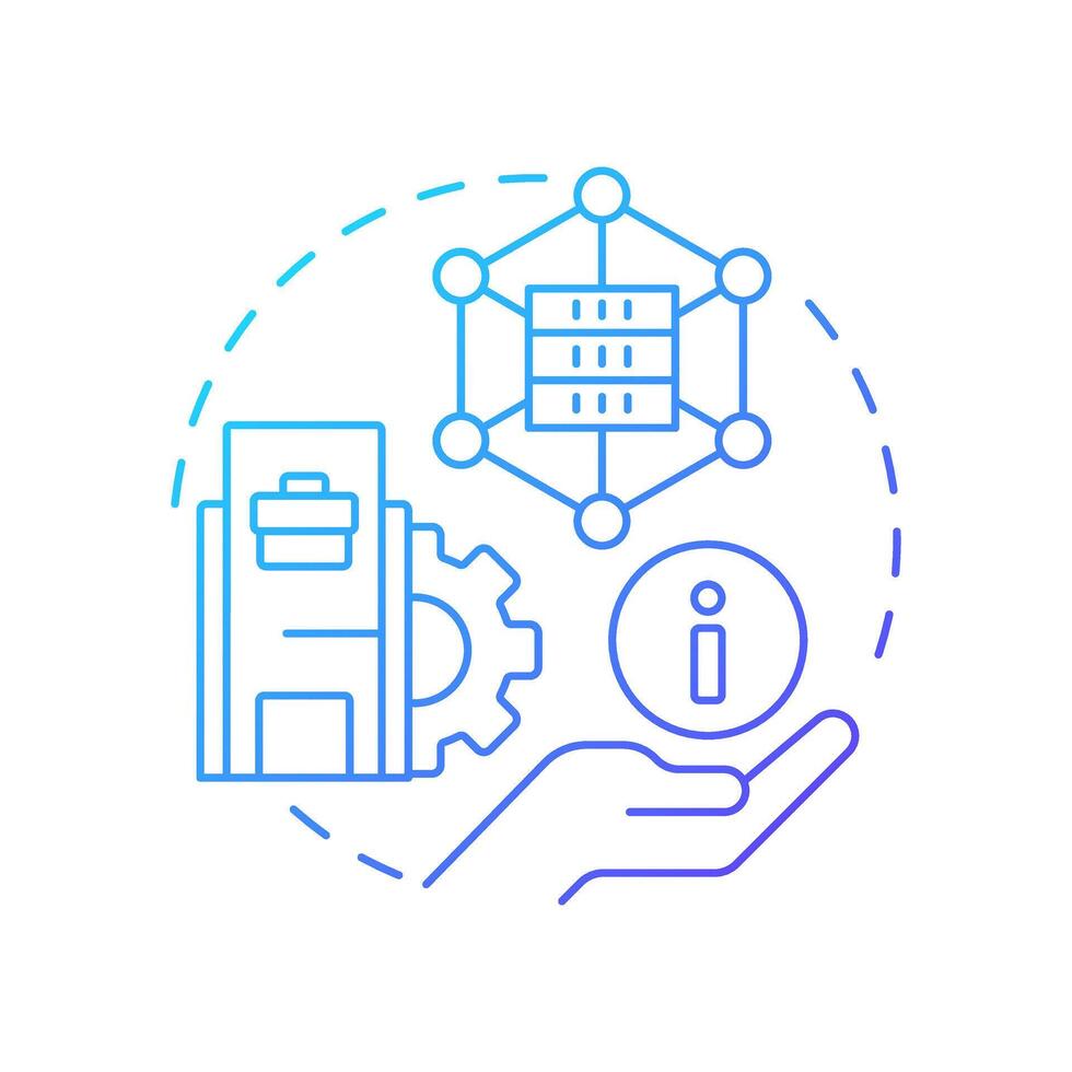 Centralizing intercompany data blue gradient concept icon. Analytics. Best practice for intercompany accounting. Round shape line illustration. Abstract idea. Graphic design. Easy to use in booklet vector