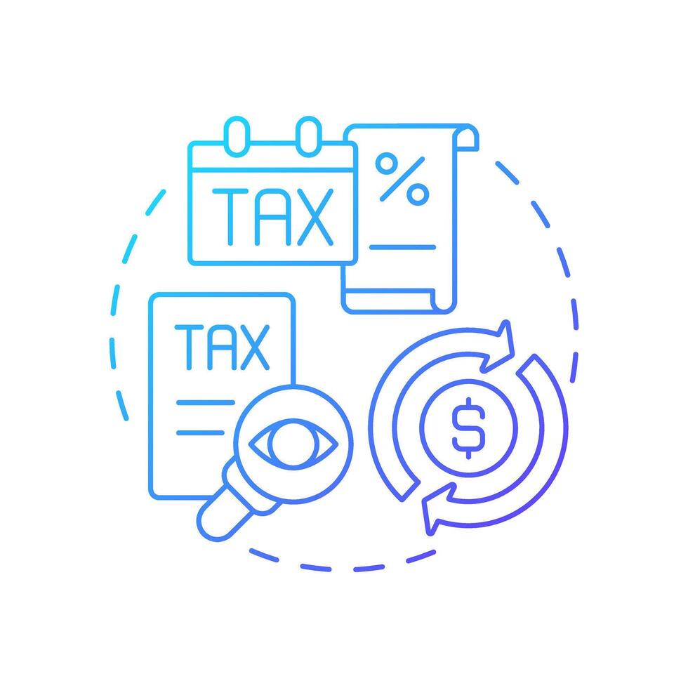 Tax implications analysis blue gradient concept icon. Finances control. Intercompany transaction process. Round shape line illustration. Abstract idea. Graphic design. Easy to use in booklet vector