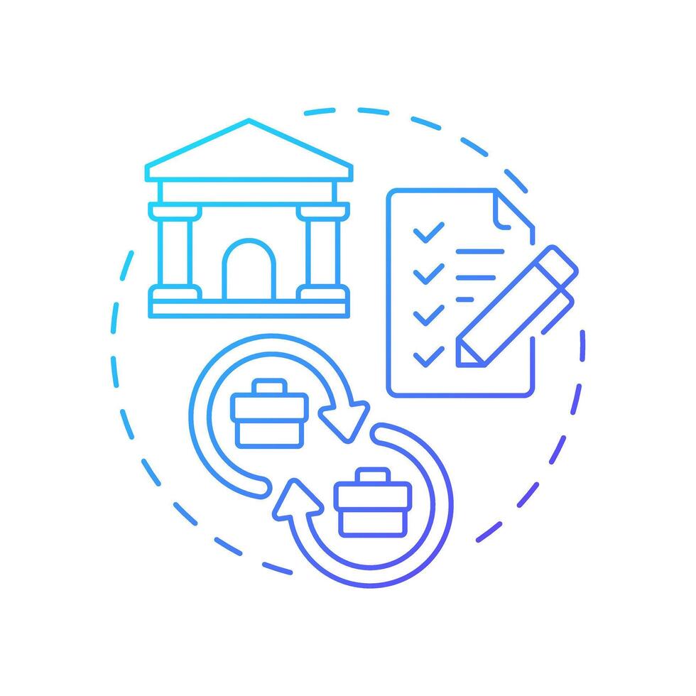 Standardize processes blue gradient concept icon. Finances regulation. Best practice for intercompany accounting. Round shape line illustration. Abstract idea. Graphic design. Easy to use in booklet vector