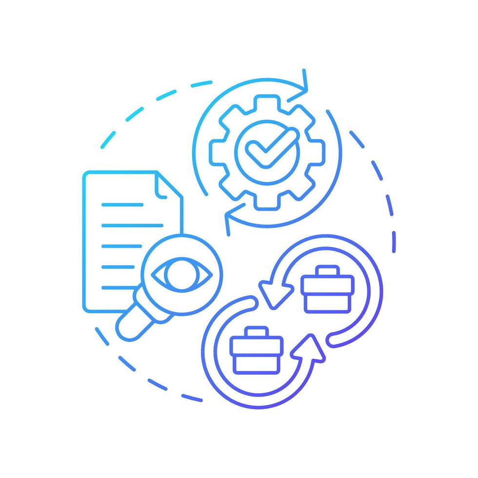 Intercompany reconciliation blue gradient concept icon. Automation tools. Best practice for intra group accounting. Round shape line illustration. Abstract idea. Graphic design. Easy to use in booklet vector