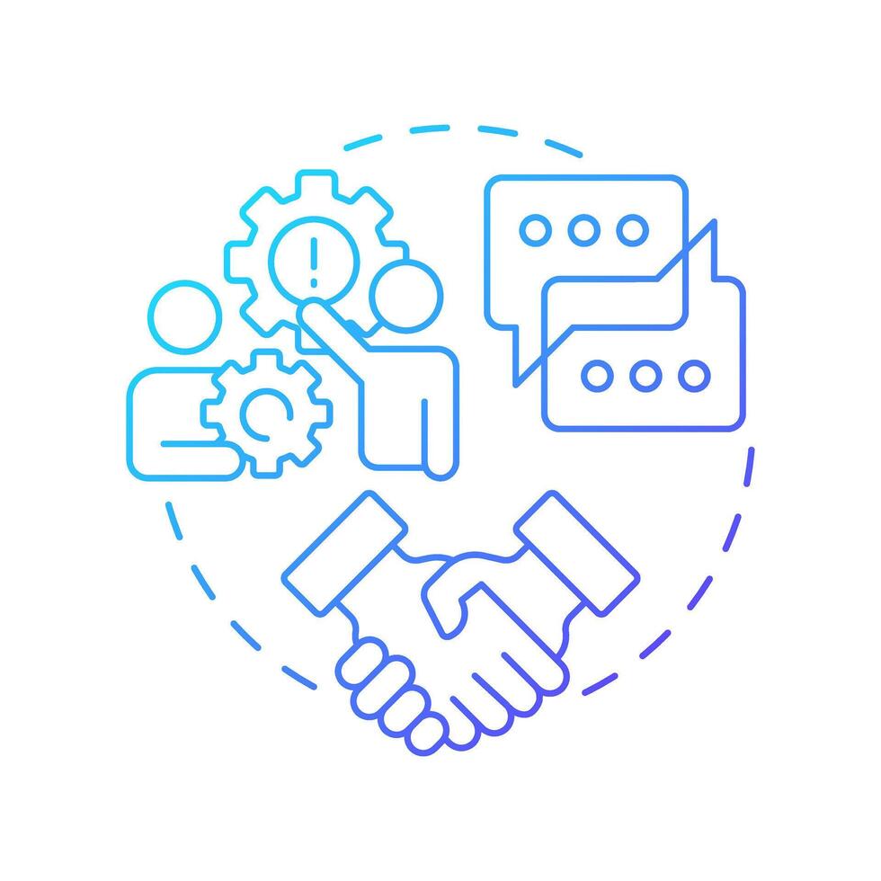 Intercompany dispute resolution blue gradient concept icon. Conflict management. Intra group accounting practice. Round shape line illustration. Abstract idea. Graphic design. Easy to use in booklet vector