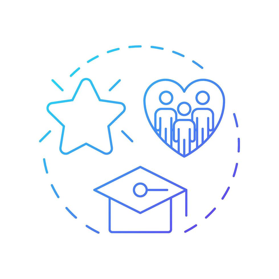 Volunteer empowerment blue gradient concept icon. Organization training program. Supporters management component. Round shape line illustration. Abstract idea. Graphic design. Easy to use in brochure vector