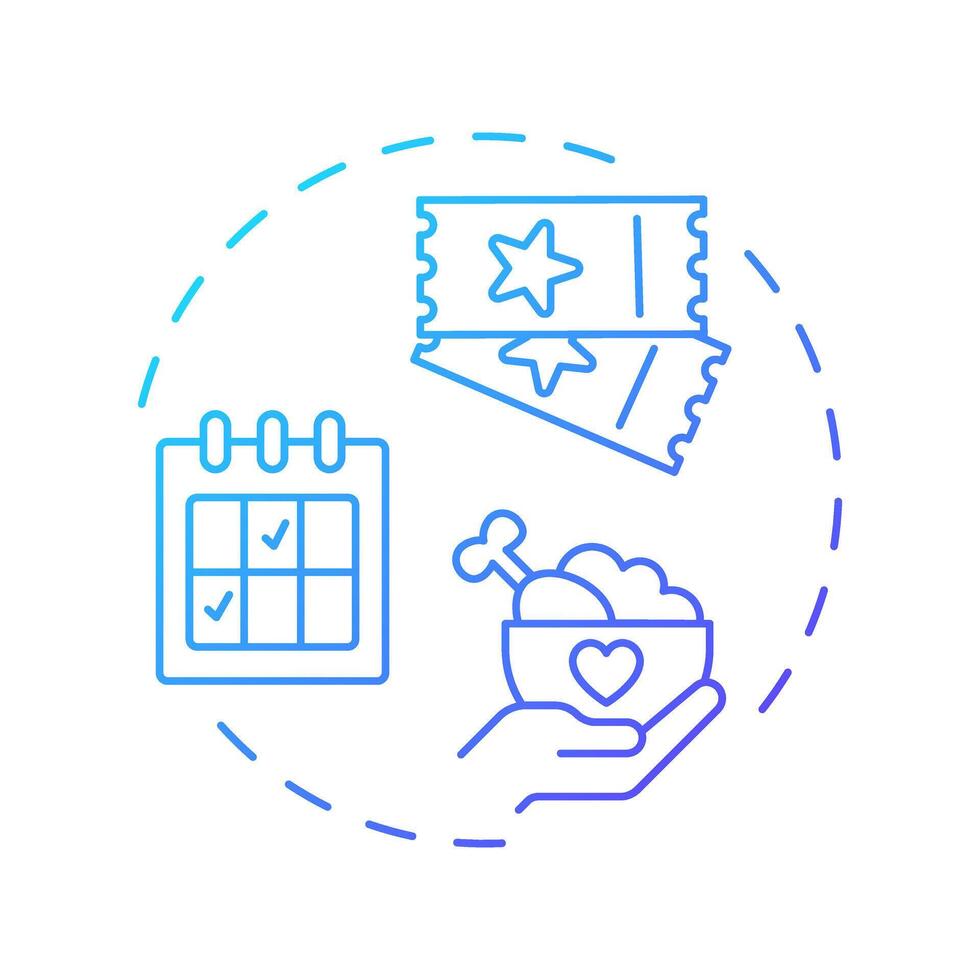 Event volunteering blue gradient concept icon. Short term work for specific occasion. Contribution type. Round shape line illustration. Abstract idea. Graphic design. Easy to use in brochure vector