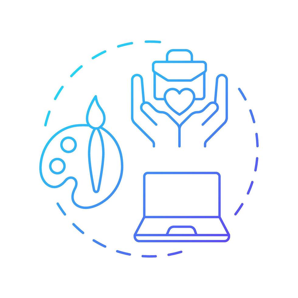 Skills based volunteering blue gradient concept icon. Using professional experience. Contribution type. Round shape line illustration. Abstract idea. Graphic design. Easy to use in brochure vector