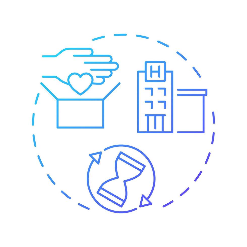 Long term volunteering blue gradient concept icon. Deep connections with organization. Contribution type. Round shape line illustration. Abstract idea. Graphic design. Easy to use in brochure vector