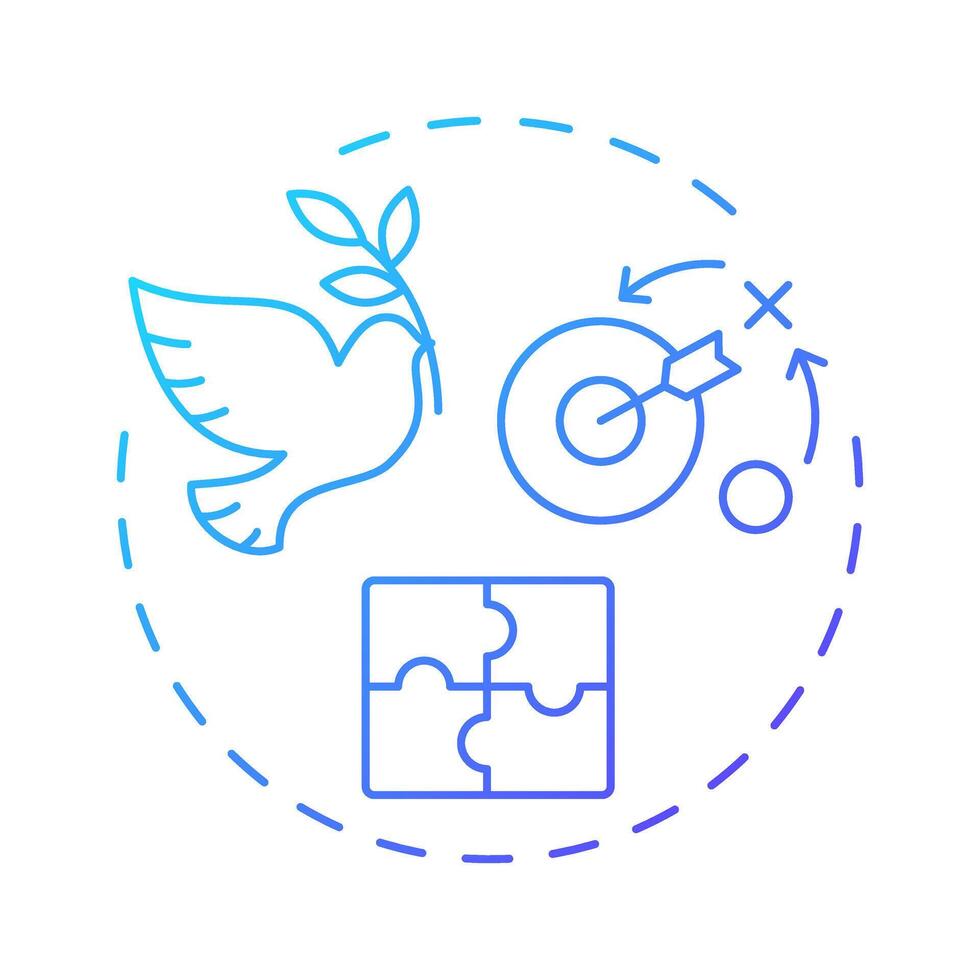 Volunteer role descriptions blue gradient concept icon. Responsibilities. Supporters program administration. Round shape line illustration. Abstract idea. Graphic design. Easy to use in brochure vector