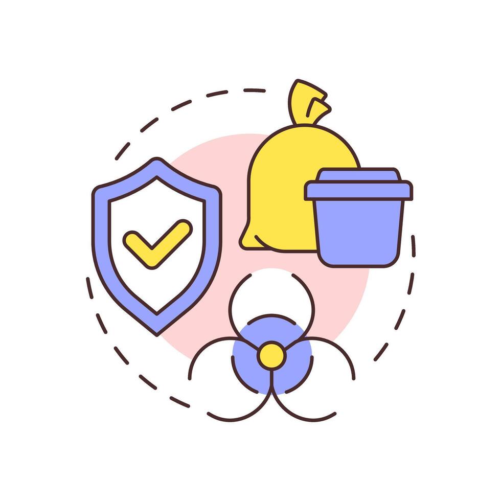 Biomedical waste containment multi color concept icon. Safe disposal, garbage management. Round shape line illustration. Abstract idea. Graphic design. Easy to use in presentation, article vector