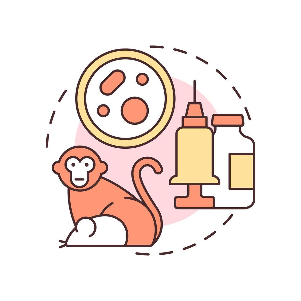 Veterinary multi color concept icon. Laboratory samples, bio cultures. Animal biomedical waste. Round shape line illustration. Abstract idea. Graphic design. Easy to use in presentation, article vector