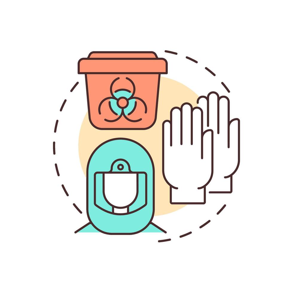 Protect healthcare workers multi color concept icon. Biohazard protective gear. Regulation, compliance. Round shape line illustration. Abstract idea. Graphic design. Easy to use in presentation vector