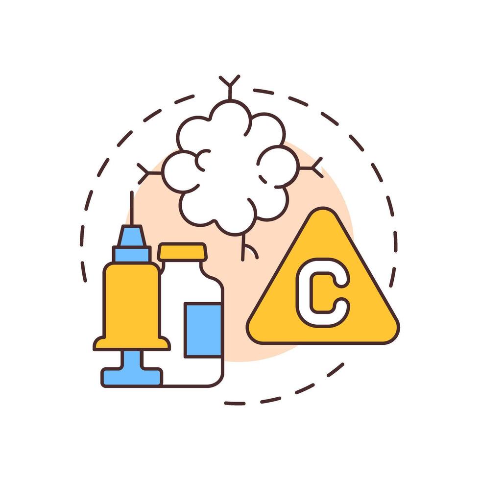 Cytotoxic waste multi color concept icon. Toxic chemicals, drugs. Viruses, biohazard. Round shape line illustration. Abstract idea. Graphic design. Easy to use in presentation, article vector