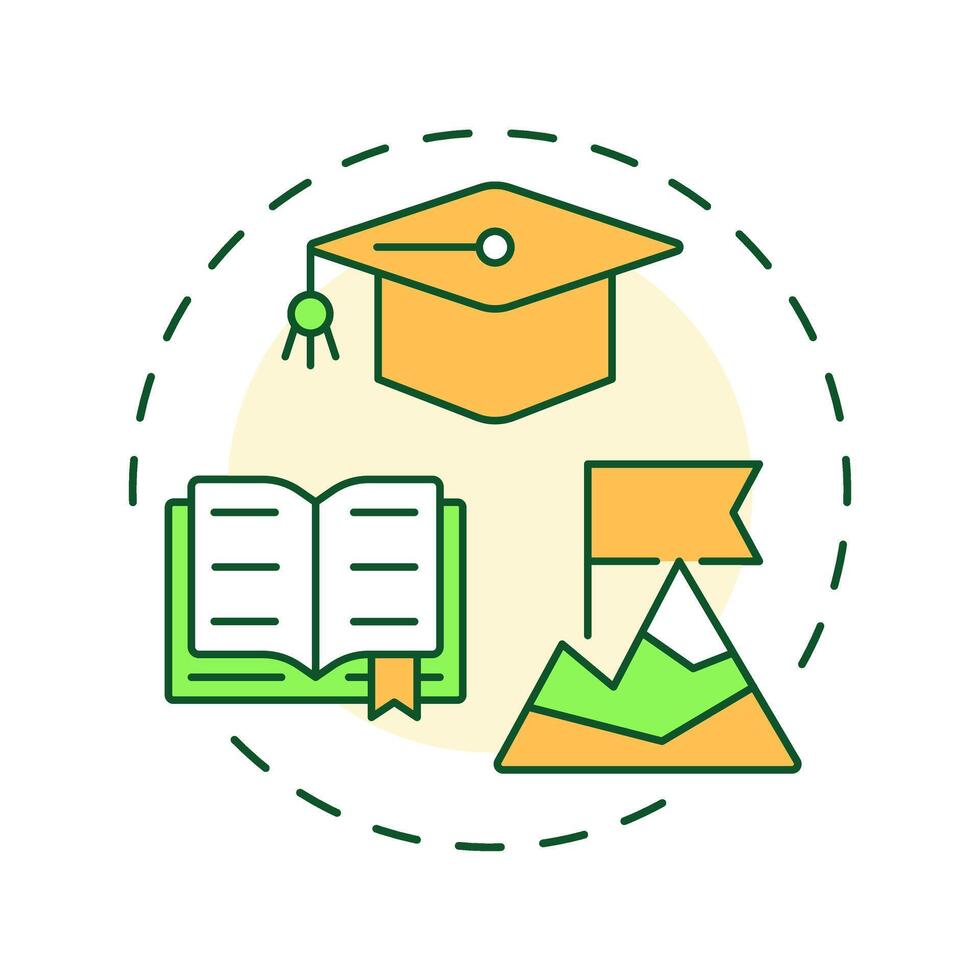 Live learn multi color concept icon. Knowledge, education. Life lessons, skills. Round shape line illustration. Abstract idea. Graphic design. Easy to use in infographic, presentation vector