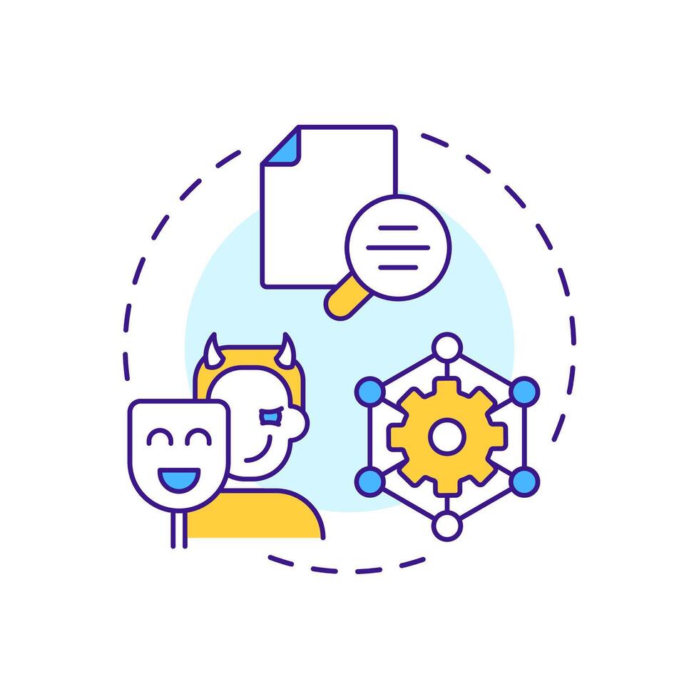 The devil in details multi color concept icon. Focus, concentration. Document, work. Round shape line illustration. Abstract idea. Graphic design. Easy to use in infographic, presentation vector