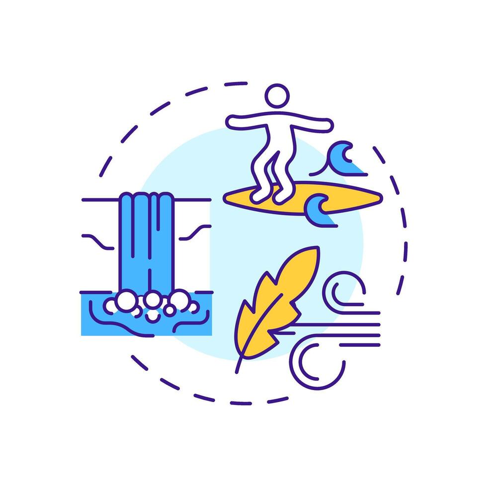 Go with flow multi color concept icon. Acceptance, adaptability. Wind, waterfall. Round shape line illustration. Abstract idea. Graphic design. Easy to use in infographic, presentation vector