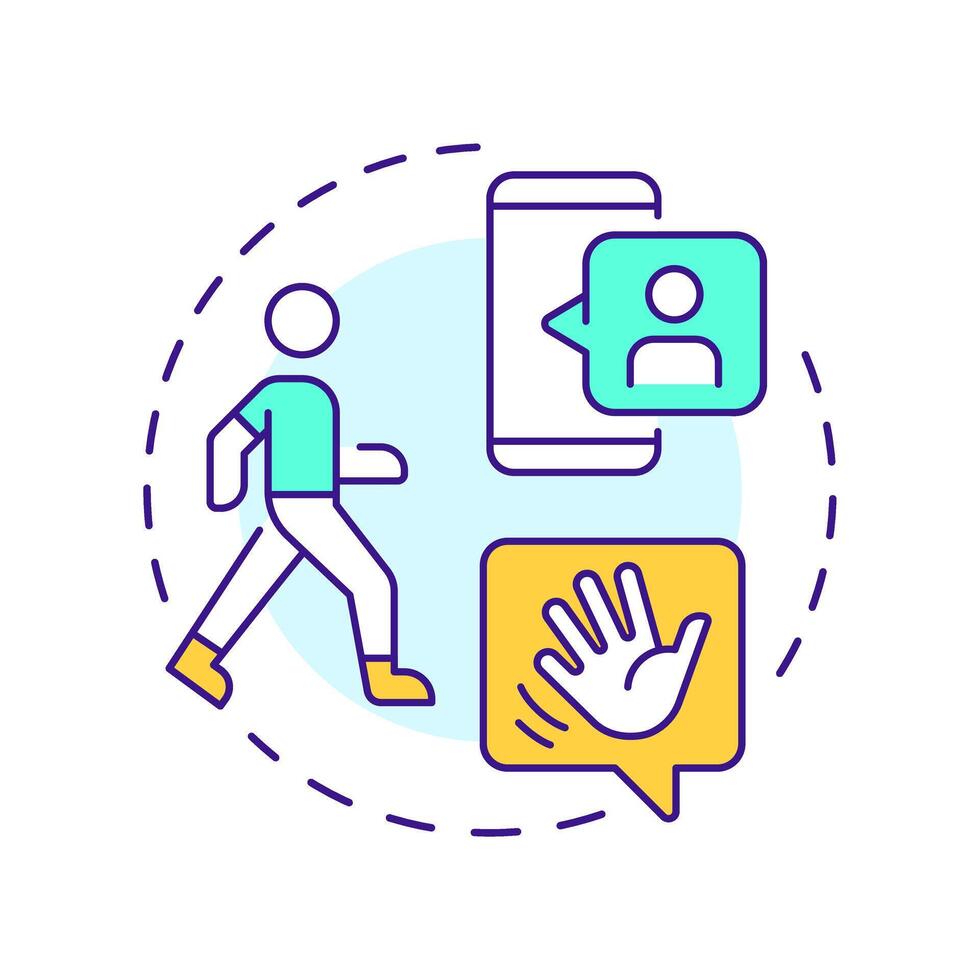 Speak of devil multi color concept icon. Internet communication. Networking, social. Round shape line illustration. Abstract idea. Graphic design. Easy to use in infographic, presentation vector