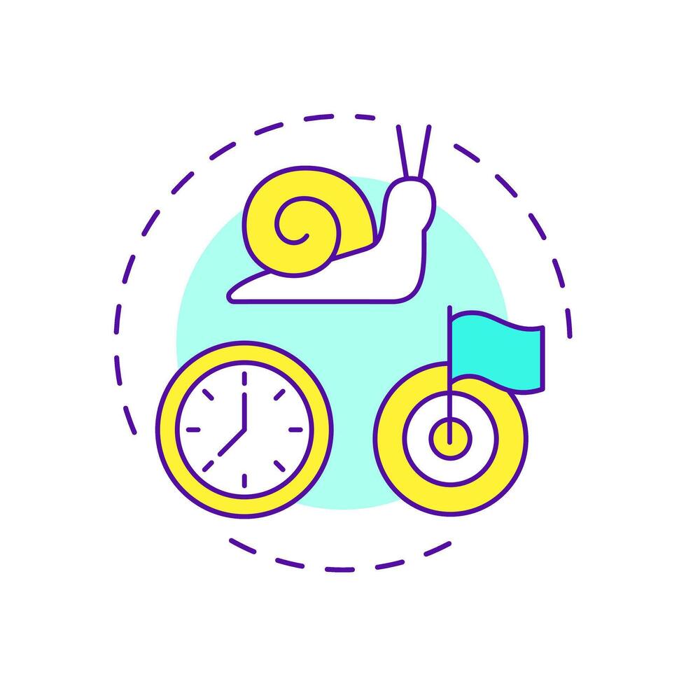 Better late than never multi color concept icon. Time management, control. Deadline, task. Round shape line illustration. Abstract idea. Graphic design. Easy to use in infographic, presentation vector
