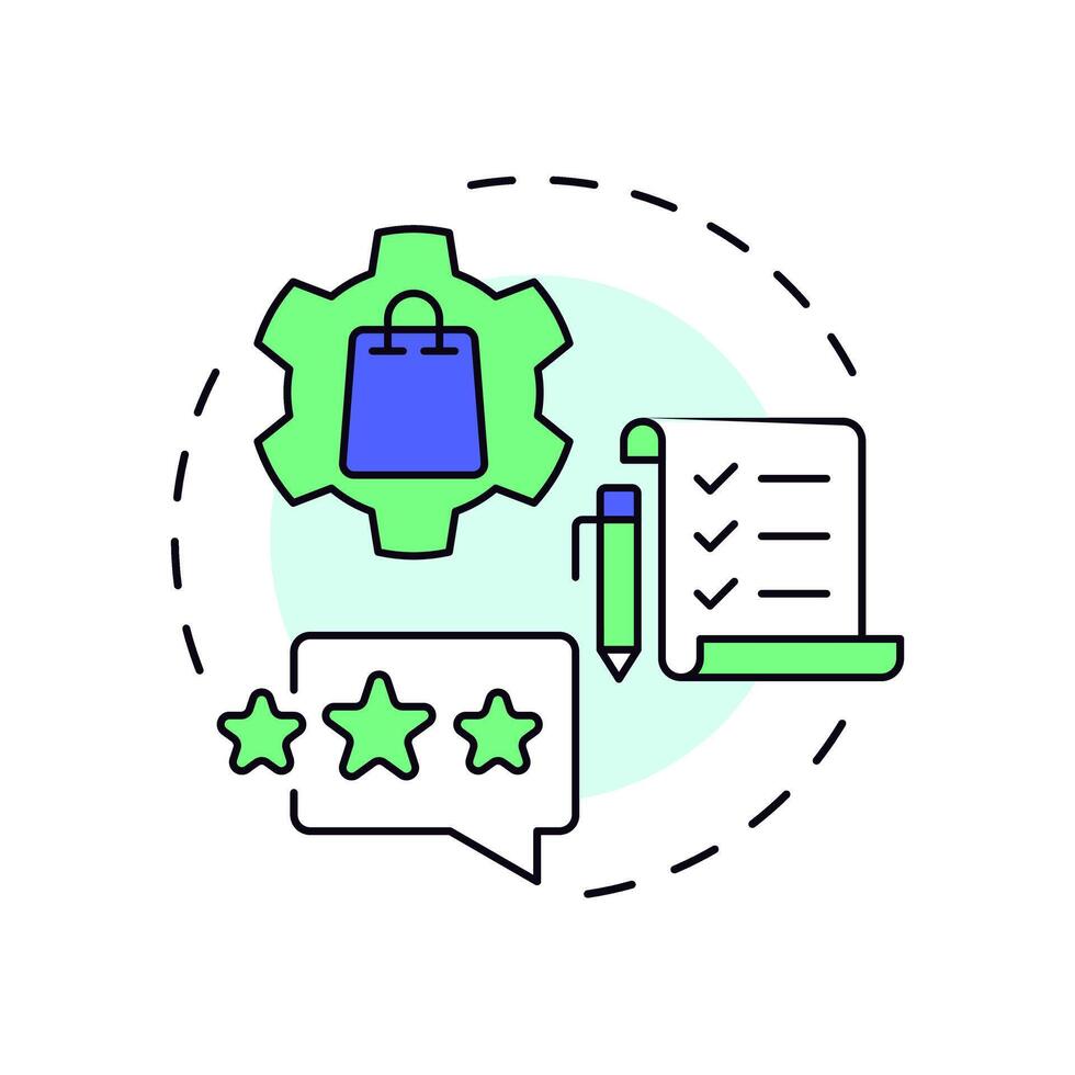 Product experience management multi color concept icon. Optimizing content for multiple sales channels. Round shape line illustration. Abstract idea. Graphic design. Easy to use in presentation vector