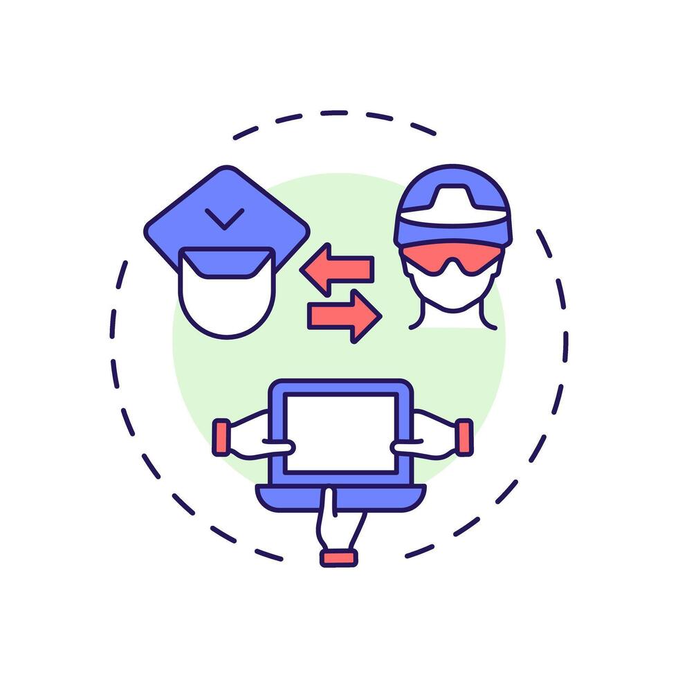 Inter agency cooperation multi color concept icon. Collaboration between agencies. IBM coordination. Round shape line illustration. Abstract idea. Graphic design. Easy to use in promotional material vector