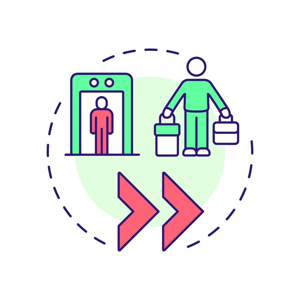 Smoother border crossings multi color concept icon. Travel. Benefit of boundaries management. Round shape line illustration. Abstract idea. Graphic design. Easy to use in promotional material vector