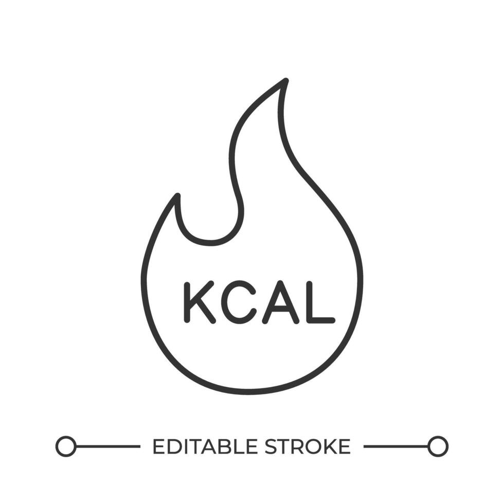 Burning calories line icon. Weight loss techniques. Healthy eating and regular activities. Dieting and sport. Isolated illustration. Outline symbol. Simple linear drawing. Editable stroke vector