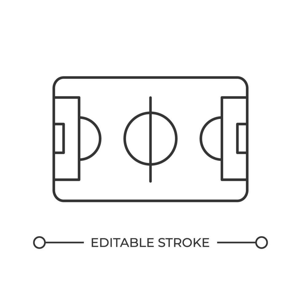 Football field top view line icon. Soccer court outdoors. Sports ground for team ball game. Athletic activity. Isolated illustration. Outline symbol. Simple linear drawing. Editable stroke vector