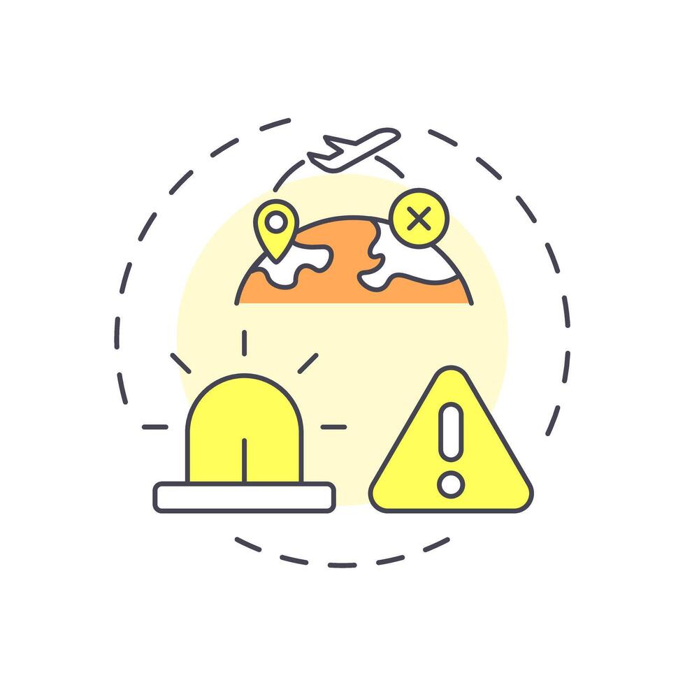 Airspace infringement multi color concept icon. Air traffic control, regulation. Alert, restriction. Round shape line illustration. Abstract idea. Graphic design. Easy to use in article, blog post vector