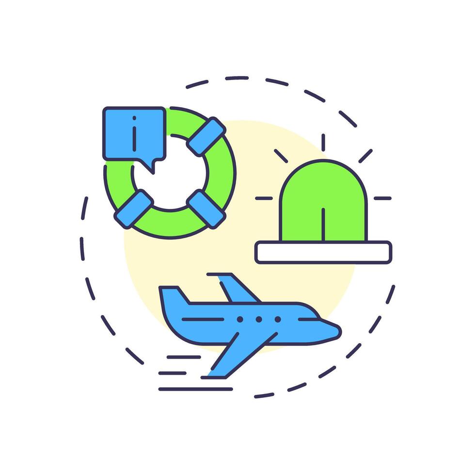 Alerting services multi color concept icon. Flight management, alrs. Warning, notification. Round shape line illustration. Abstract idea. Graphic design. Easy to use in article, blog post vector